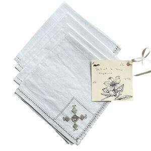 Vintage Linen Tea Napkins Set of 4 | Hand Stitched | Classic Table Linens